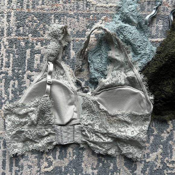 Aerie Lace Bralette Trio - Olive, Light Blue, and Gray Blue - Picture 4 of 10